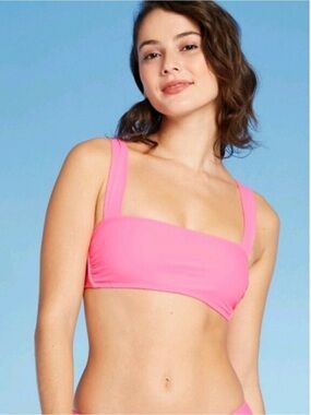 Xhilaration Junior’s Pink Square Neck Bikini Bralette Top Size XS